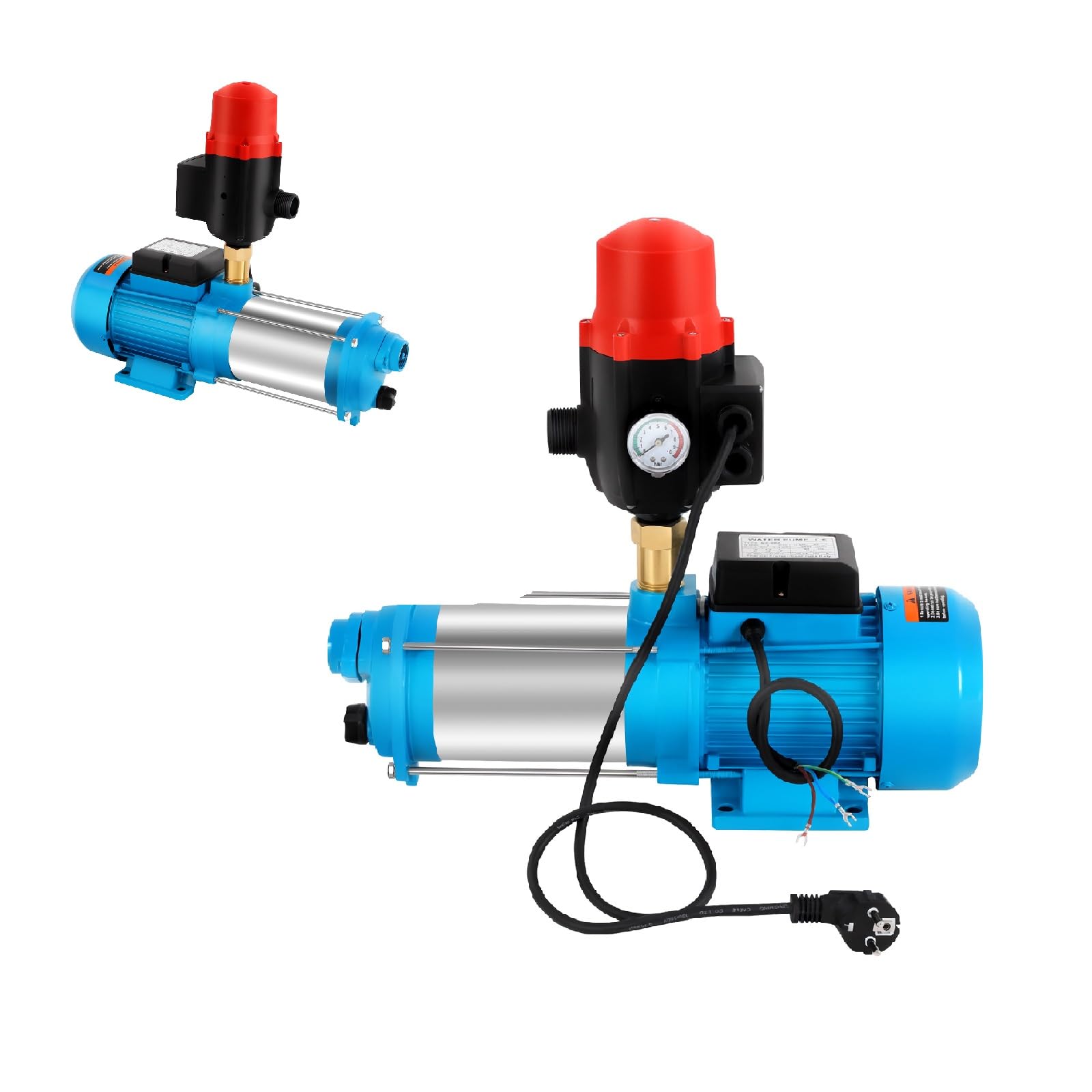 Pompe de jardin avec interrupteur à pression, 4000 l/h, 1300 W, pompe centrifuge avec arrêt automatique, hauteur d'aspiration maximale de 10 bar, indice de protection IP44, en acier inoxydable, pour