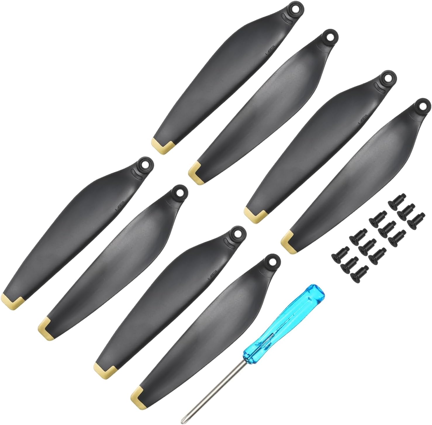 sourcing map8 Pcs Low Noise Propellers 3 Inch Black Drone Blades Golden Edge for DJI Propeller Replacement