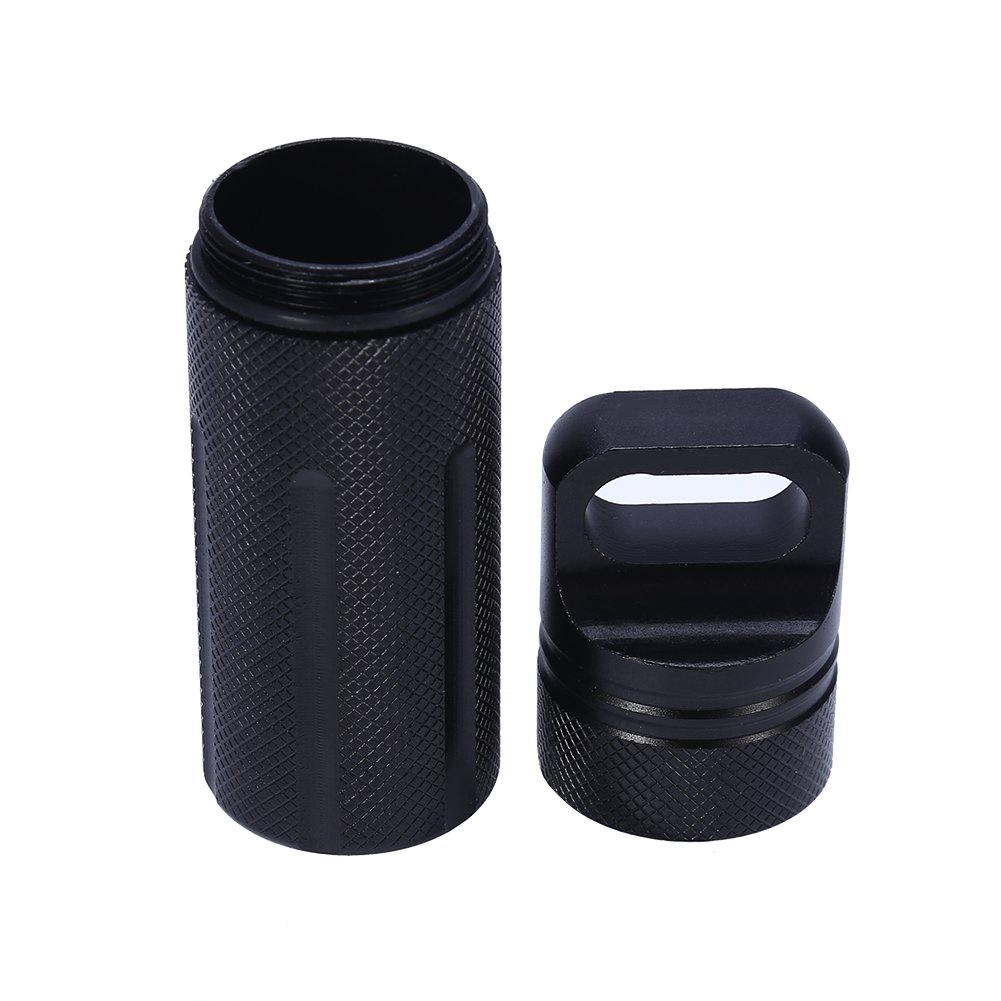 Portapillole, Serbatoio portachiavi, Portapillole Portachiavi Impermeabile Organizer per pillola in acciaio inossidabile a camera singola per viaggi all'aperto(nero) scatola ermetica impermeabile