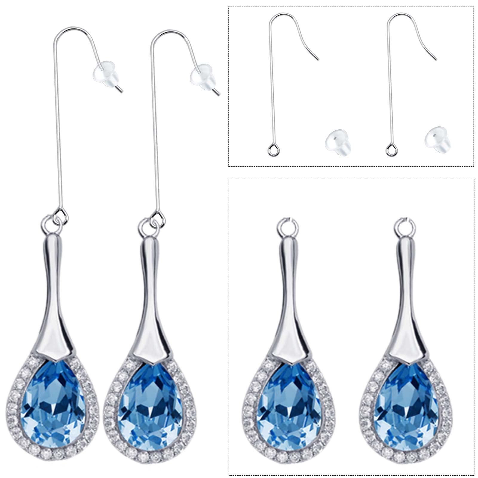 Platinum 50-Pack Silver Plated Stainless Steel & Brass Earwire Hooks – 13.5mm With Ball, Open Loop