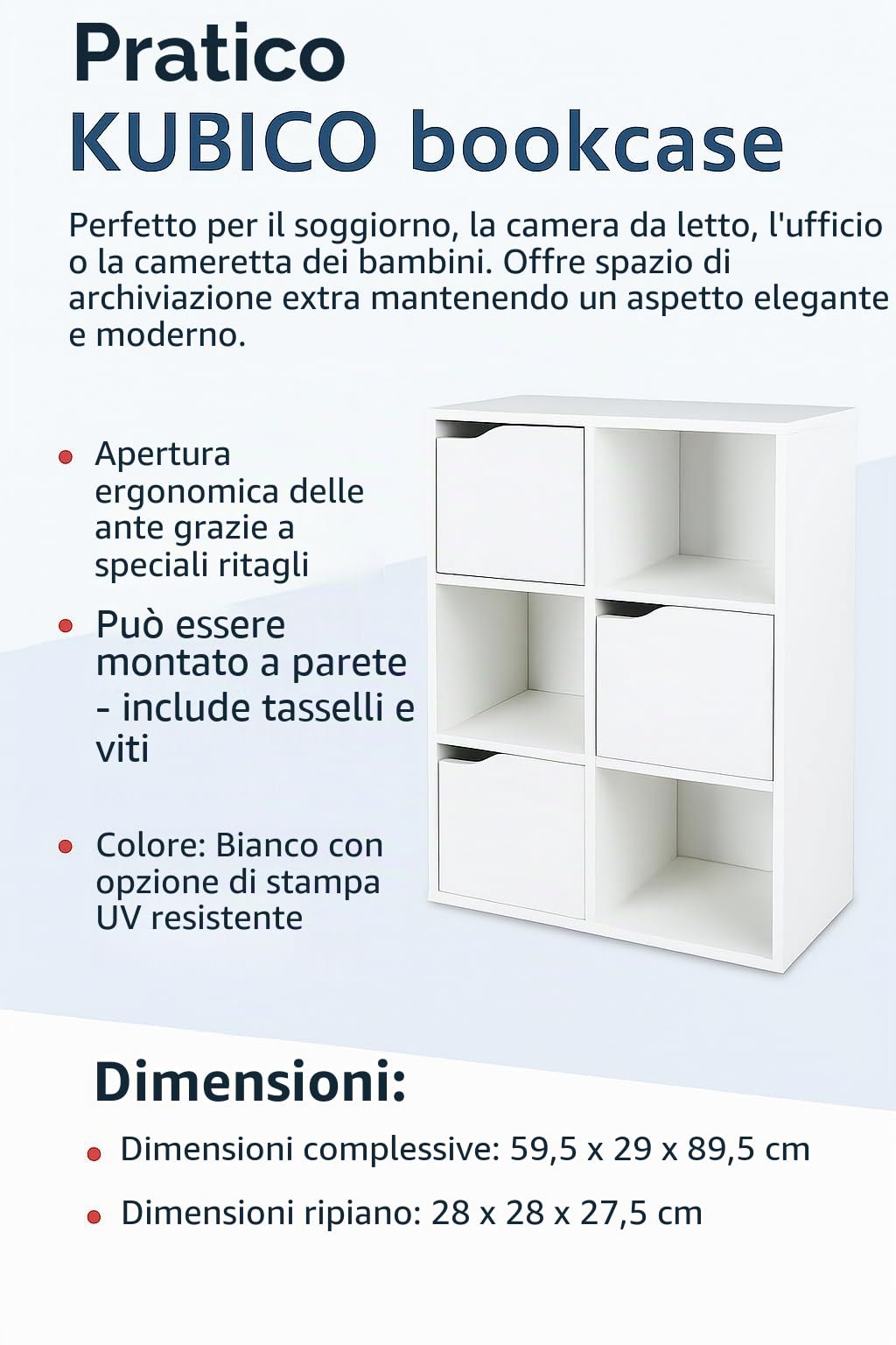 leomark Kubico Slim -Unicorno Rosa - libreria colorata per bambini, libreria, pratico scaffale in stile giocoso, ideale per una sala giochi o una cameretta per bambini Dimensioni: 59,5 x 29 x 89,5 cm