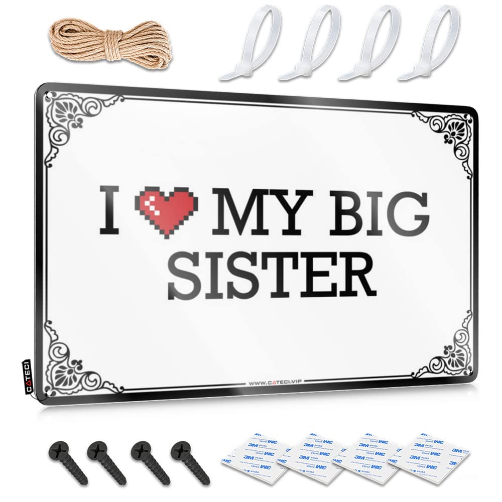 Retro Wall Art Mens Backyard Bar Preppy Soft Area I Love My Big Sister - Easy To Hang Art(30X40CM)