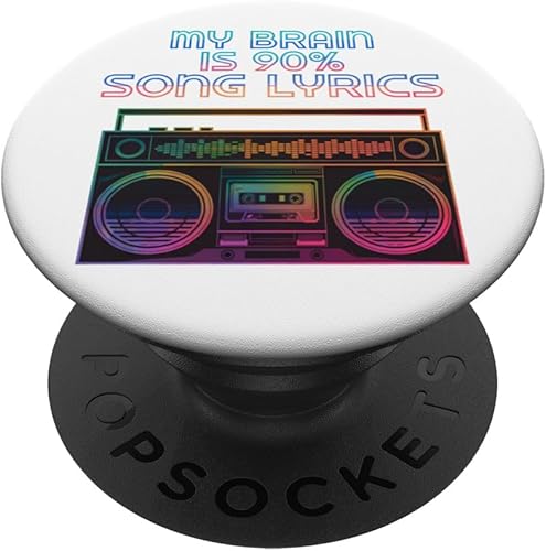 My Brain is 90% Letras de canciones Retro Boombox Funny Music Lover PopSockets Standard PopGrip