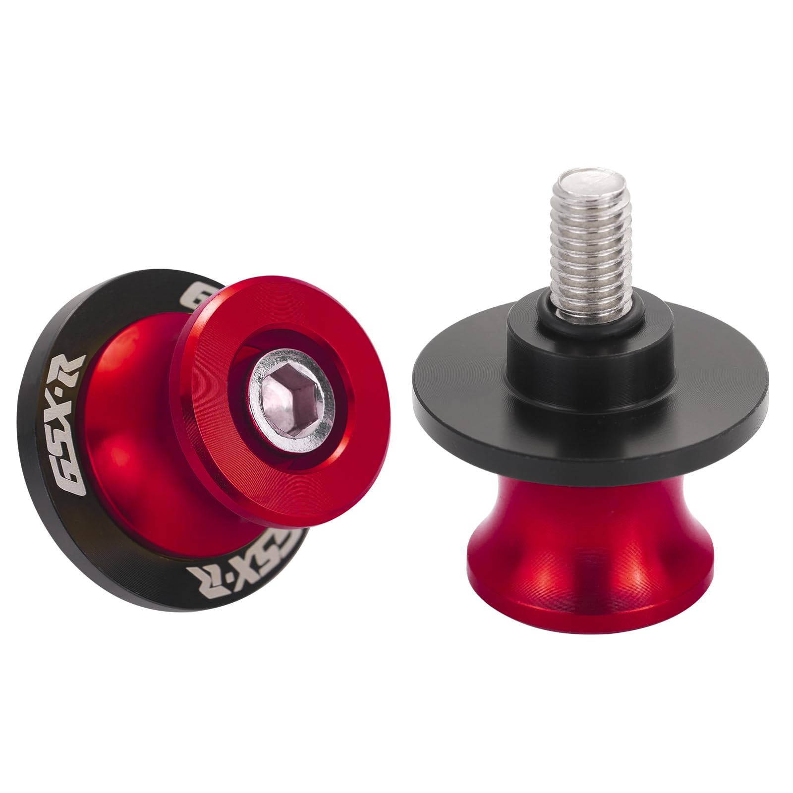 2Pcs Motorcycle Swing Arm Spools for Suzuki GSX-R 600 750 1000 Aluminum (Red)