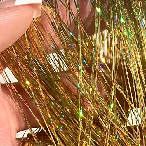 Dansee 48 Inch Hair Tinsel 750 Strands Kit Sparkling Silk Fairy Hair Shiny Hair Flairs Extensions Party Highlights Hair Dazzle Glitter Extensions Bling Synthetic Hairpieces Set thumb #2