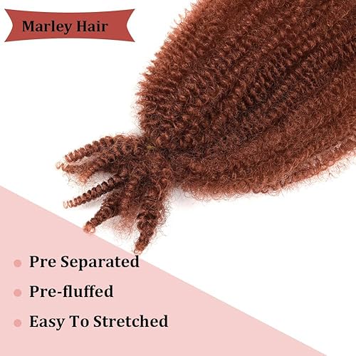 Miniatura 4 de Cabello trenzado de jengibre Bob Marley de 12 pulgadas, cabello trenzado de color rojo Cooper Marley Twist, 2 paquetes de cabello preseparado y