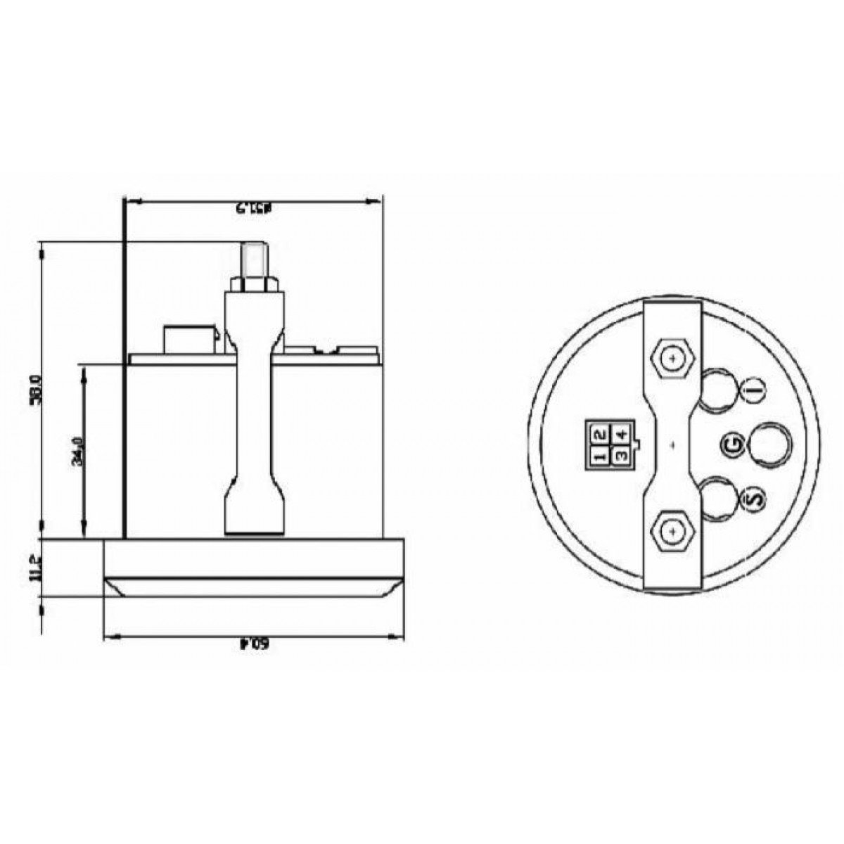 Indicatore Livello Carburante Ama Ø52 12V Analogico IP65