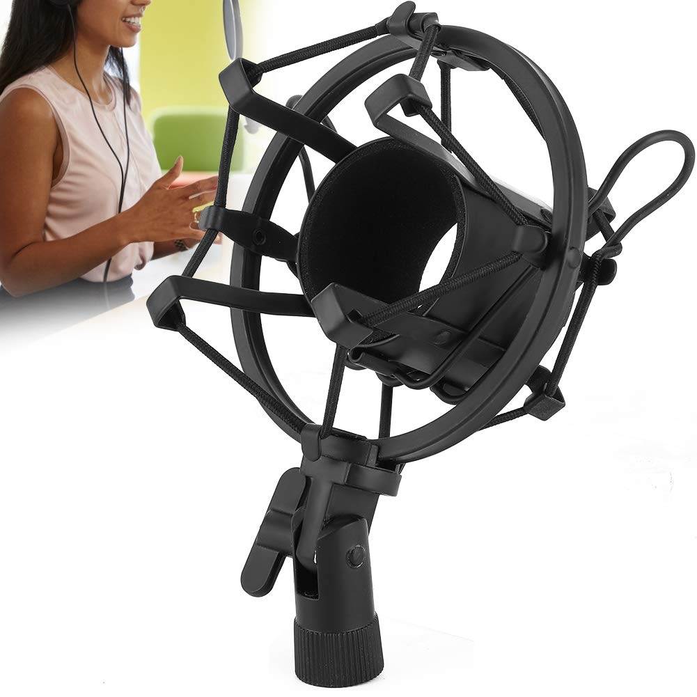 Shock Mount, Microphone Mounts Reduces Vibration Noise, Microphone Metal Shock Mount Holder Clip for 43?50mm Diameter Condenser Mic Studio Recording