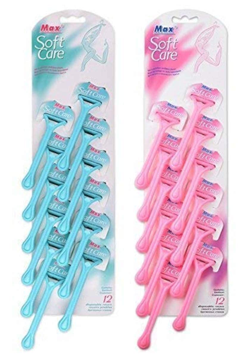VIBRAL | Men & Women Soft Care Disposable Body Razor with Nourishing White Stripes (Set of 12) - Blue or Pink. (B0BX6WS18X) Amazon Price History, Amazon Price Tracker