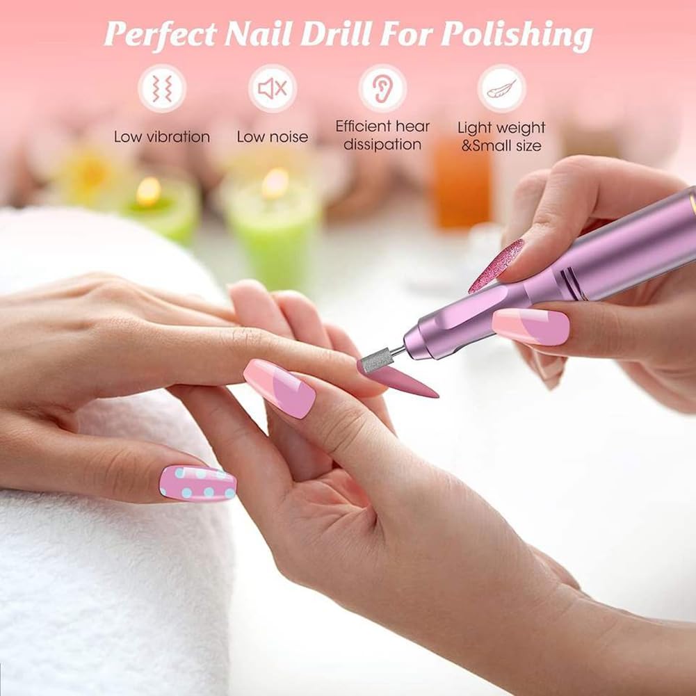 Taladro de uñas profesional, lima de uñas eléctrica, máquina de manicura, kit deas eléctrica, máquina de manicura, kit de manicura y pedicura eléctrico portátil para salón/hogar para mujeres
