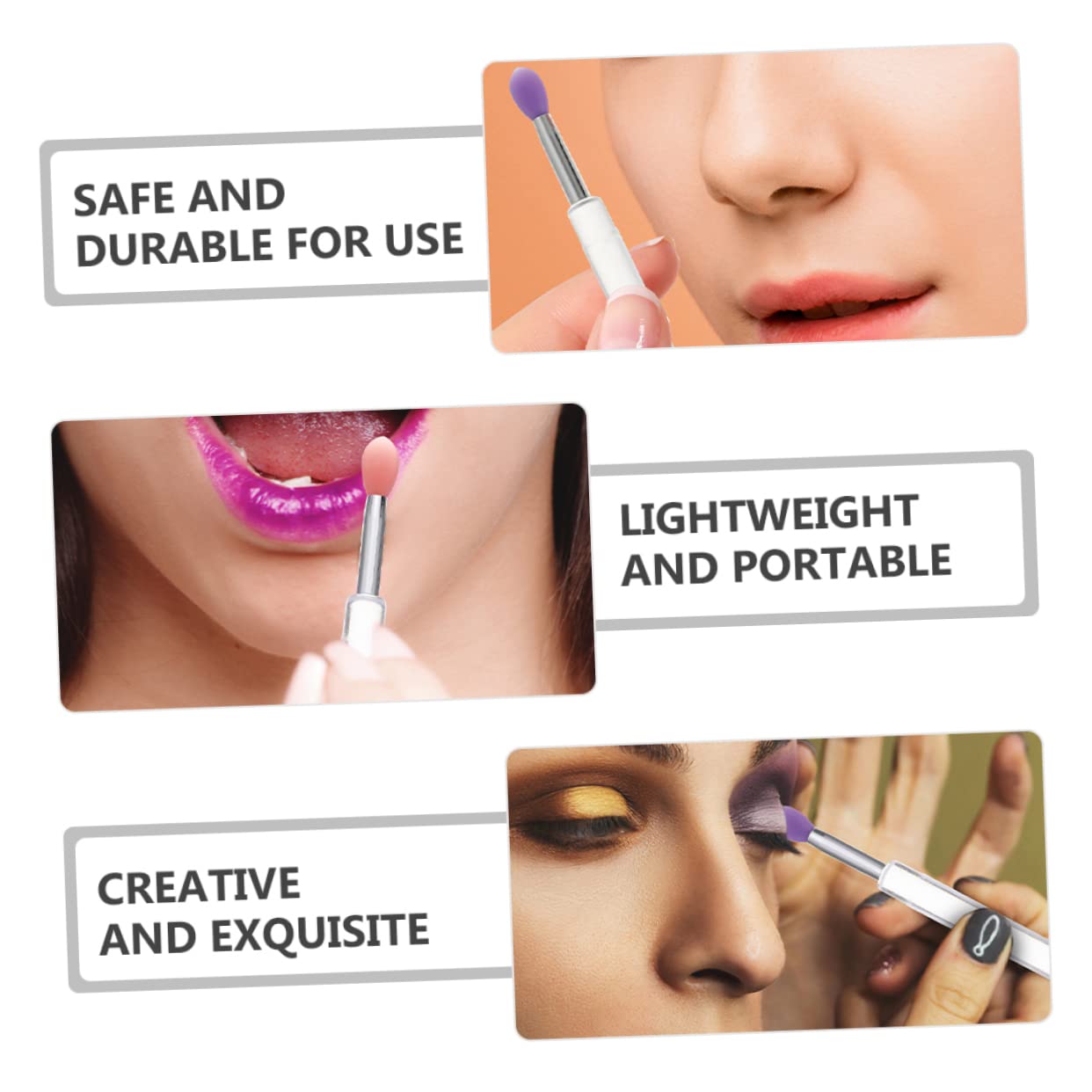 NOLITOY 6pcs Silicone Lip Brush Caps Lip Mask for Eye Shadow Makeup Brush Set Portable Easy to Use