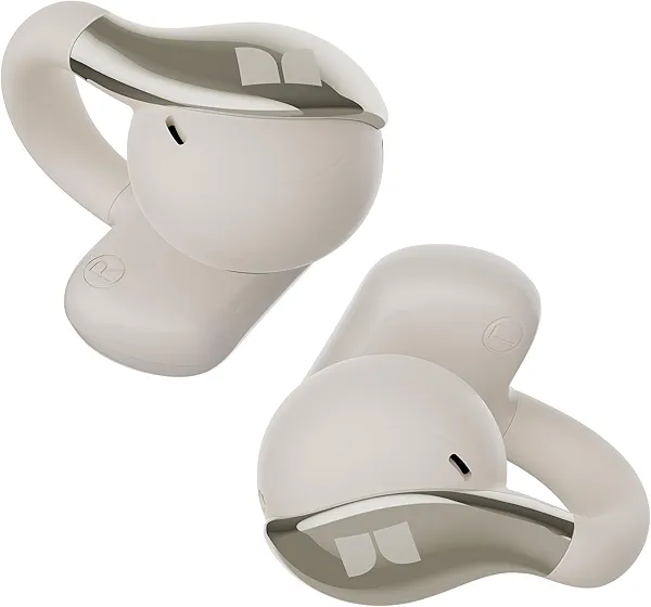 Monster Open Ear AC225 Earbuds, Bluetooth 6.0 Wireless Headphones, Stereo Sound, Lightweight Comfort Clip-On Earbuds with ENC Mic for Clear Calls, 36H Playtime, Touch Control, IPX6 Waterproof, White