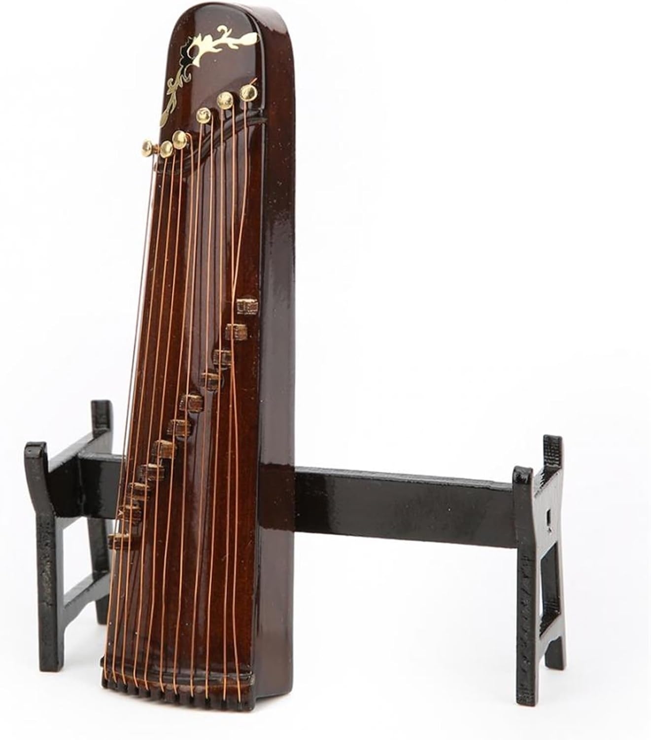 ミニチュア古筝モデルレプリカ スタンドとケース付き ミニツィター ミニ装飾品 中国の伝統的なギフト