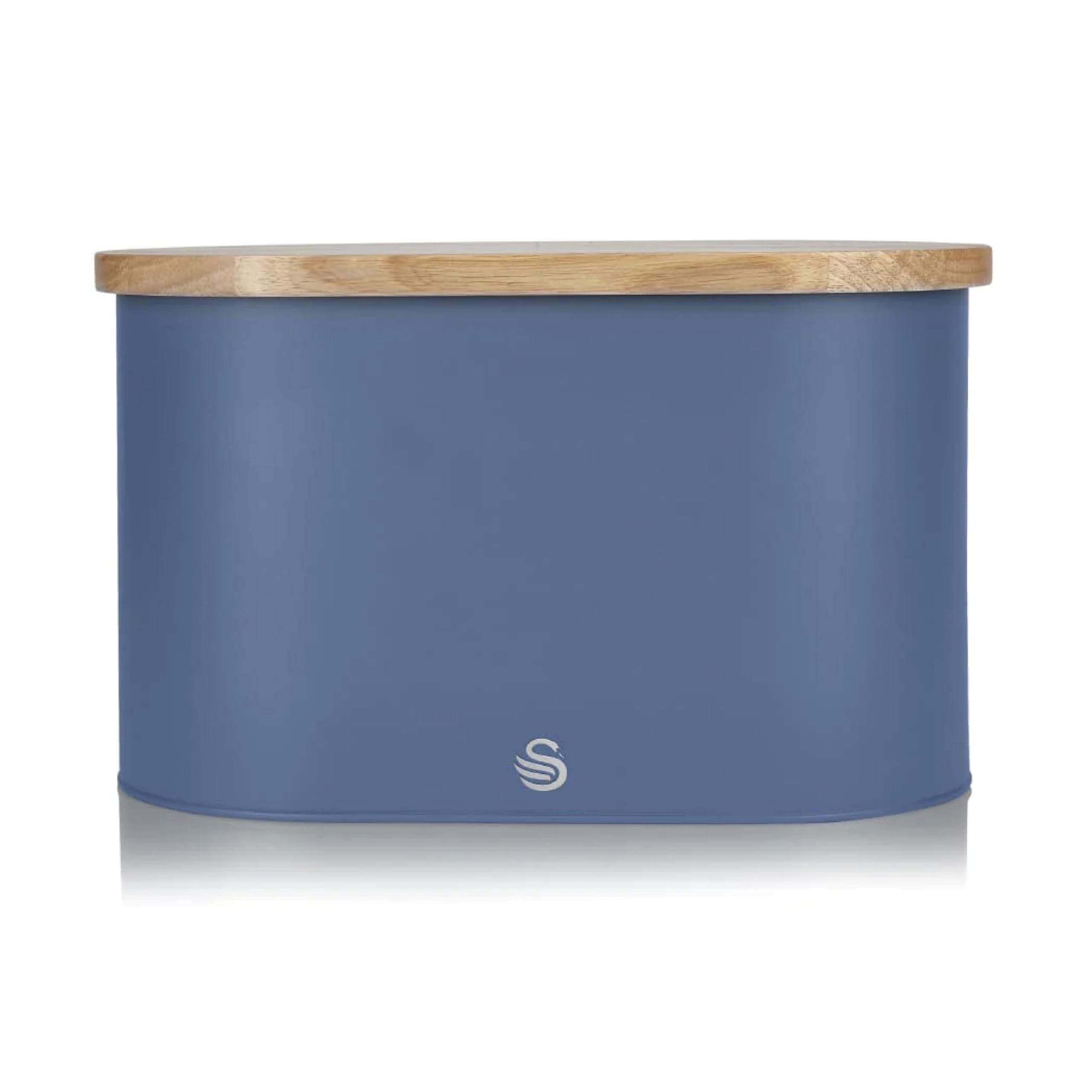 Swan Unisex Blue Bread Bin With Wooden Lid In