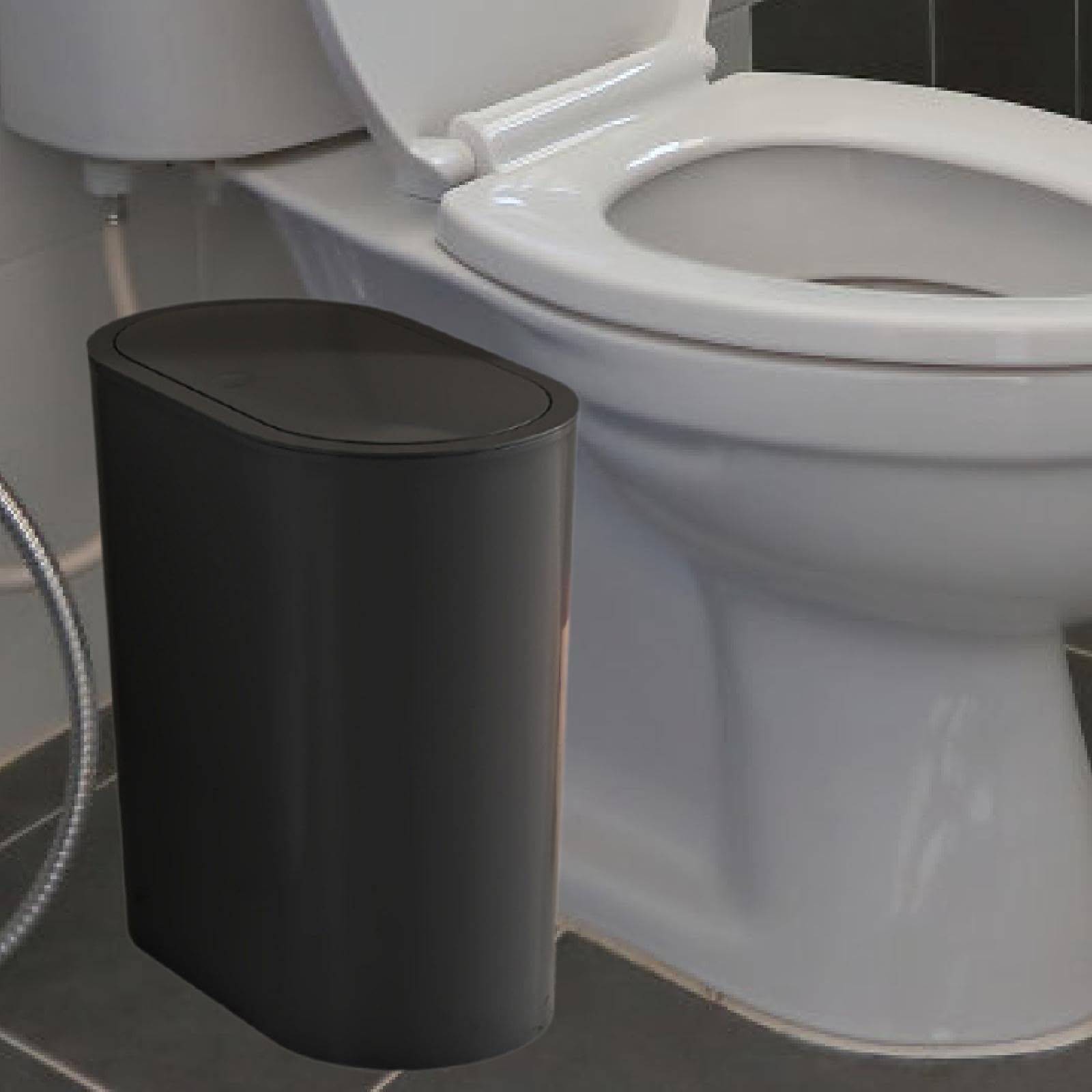 Pattumiera con Coperchio Pattumiera da Bagno Portatile con Coperchio Cestino della Spazzatura Cestino dei rifiuti per la casa Soggiorno Toilette, Nero