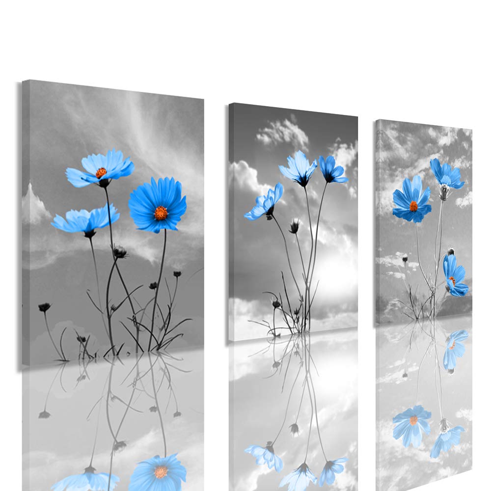 Blue Flowers Wall Decor Gesang Flowers Pictures ,Blue Canvas Wall Art Bedroom Decor,Framed Posters Paintings Living room Decor