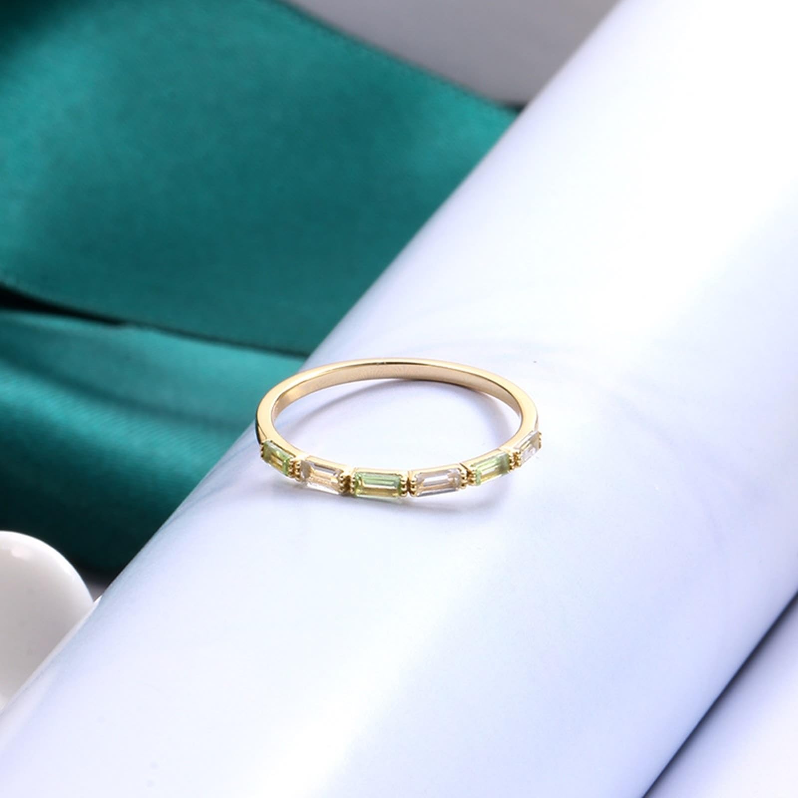 Alianzas Au 375/585/750 Oro Rectángulo Peridot Elegant filigrana Petite