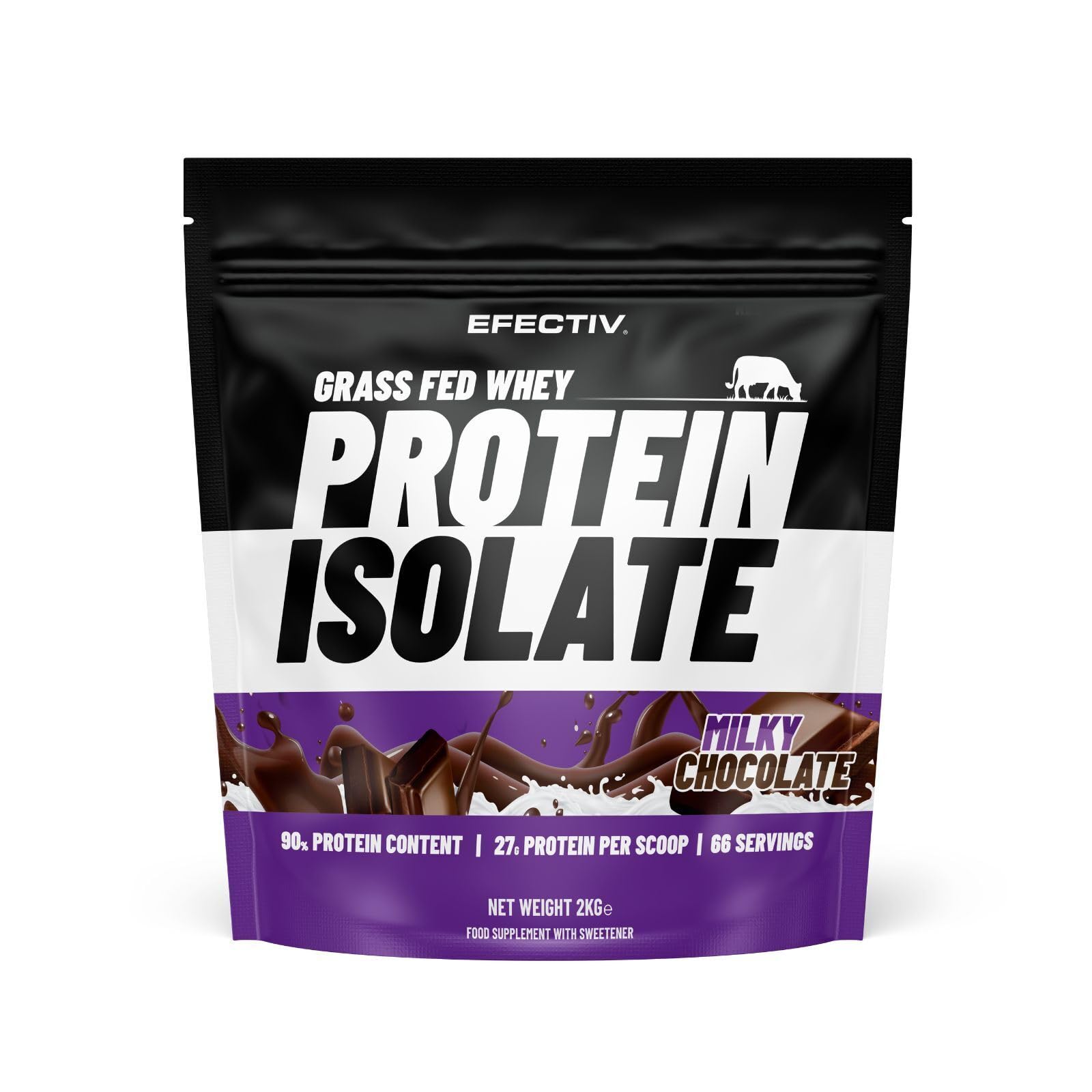 Grass Fed Ultra-Filtered Whey Protein Powder Isolate 2KG - 27g Protein, 90% Protein Content, Low Fat, Low Sugar Protein Supplements, 66 Servings, Milky Chocolate Flavour