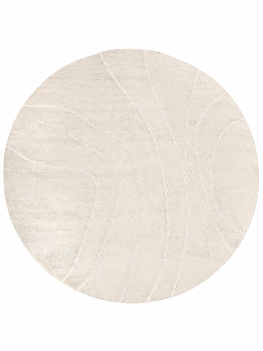 RugVista Bahia Tapis, Ø 240 cm, Blanc crème | Modernes, Rond, Poil moyen, Nettoyage à sec seulement, Oeko-Tex 100