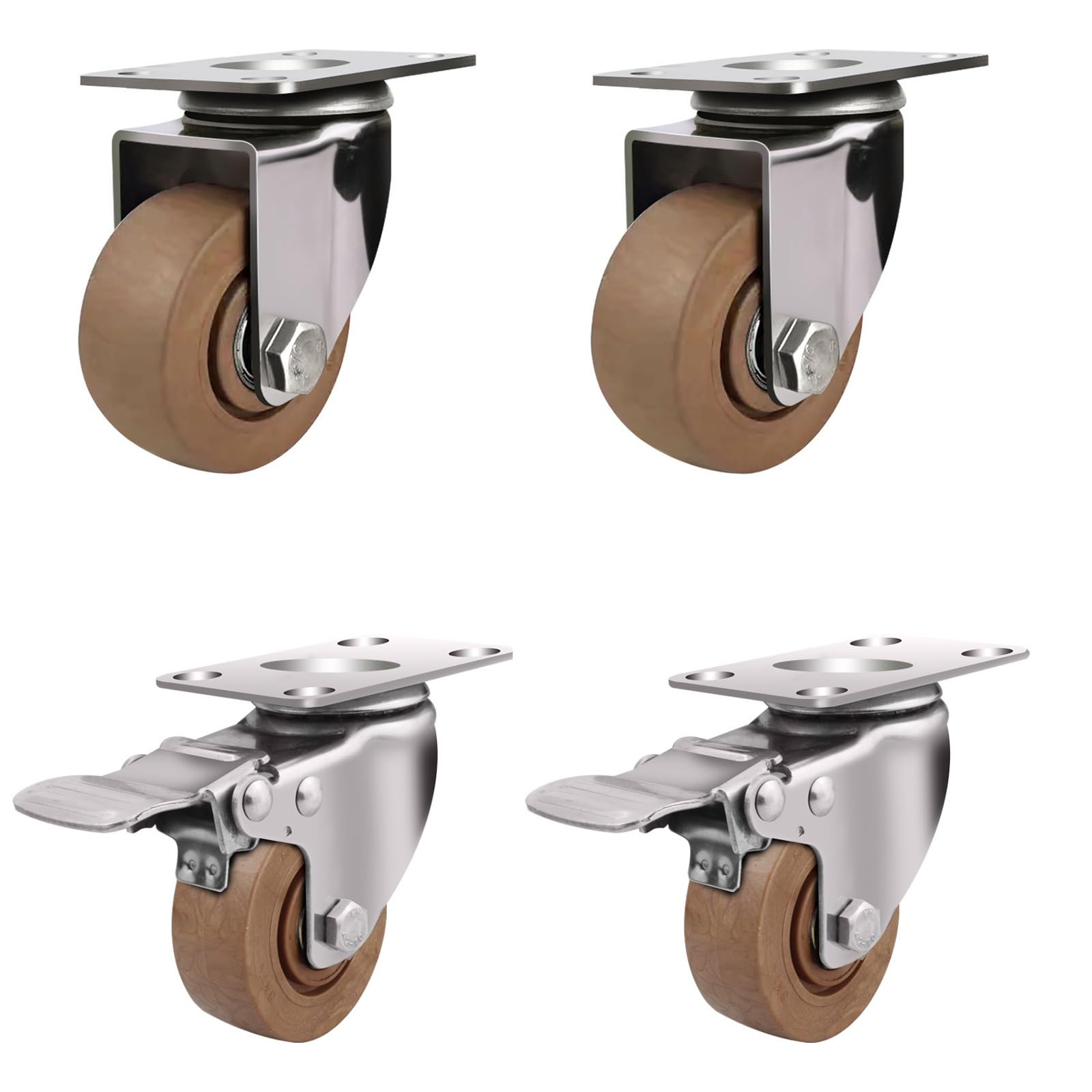 Ruote Girevoli Ruote Girevoli for Impieghi Gravosi Ruote Girevoli da 4" Ruote Girevoli for Impieghi Gravosi Set di 4 Ruote con Freno di Bloccaggio Ruote Girevoli(Brake+Universal,3in)