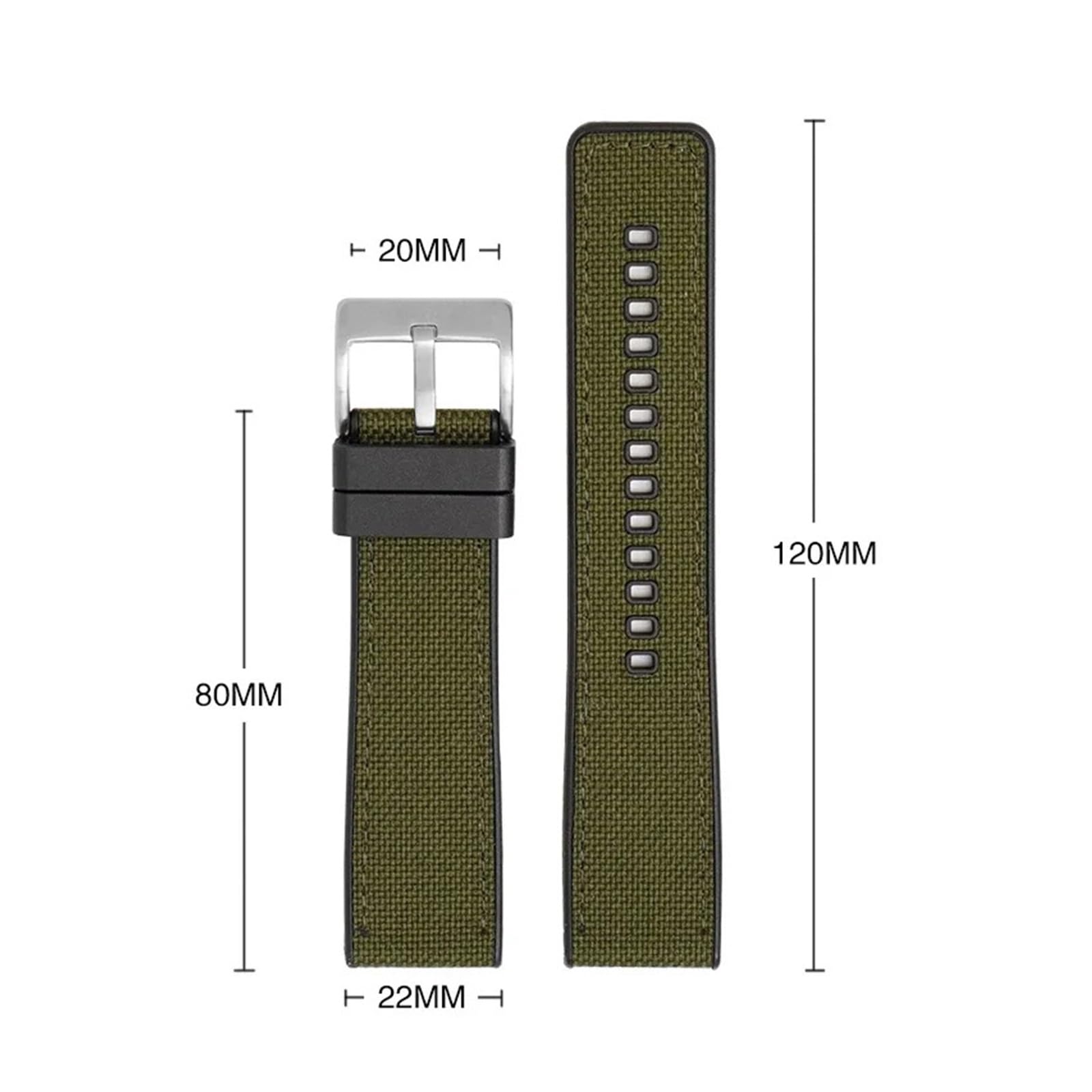 yingyingjia Cinturino in tela e silicone da 20 mm, 22 mm, 24 mm, impermeabile, in gomma e nylon, con sgancio rapido