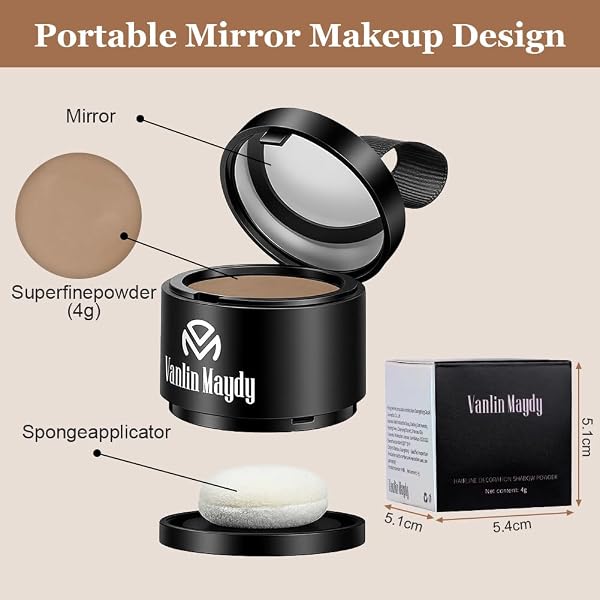 Hair Roots Touch-Up Powder 4 g, Instant Coverage for Thinning, Water and Sweat Resistant, Hides Thinning Areas on Hair Line and Temple, Light Brown - 2