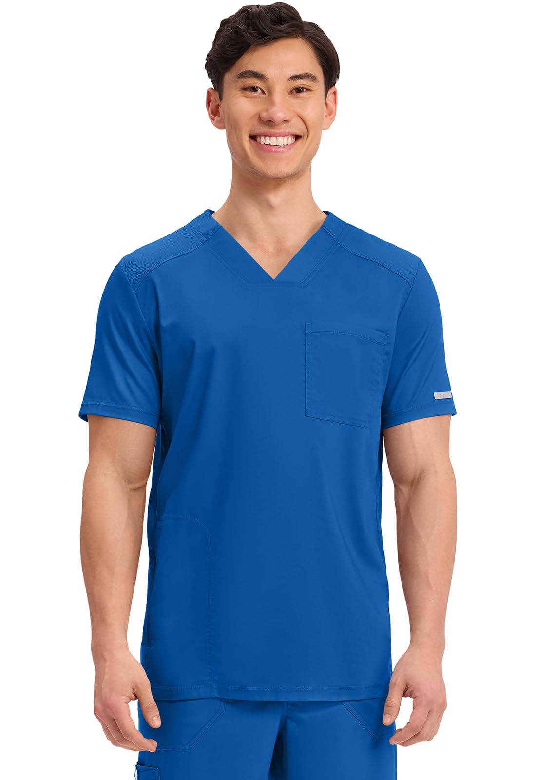 Cherokee Men's V-Neck Scrub Top with Mesh Yoke and Side Panels for Extra Breathability WW603