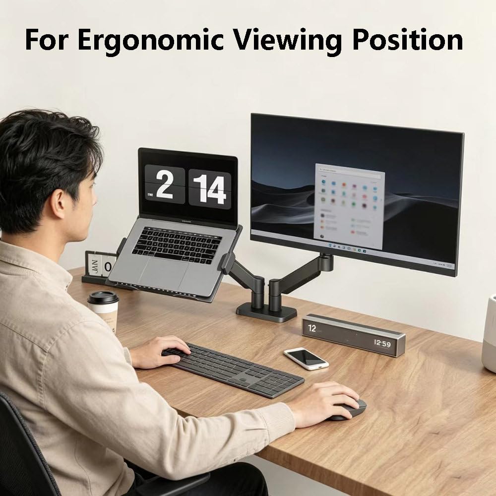 Supporto Per Doppio Monitor, Braccio Ergonomico Da Scrivania Per Monitor Da 17 A 32 Pollici – Portata Fino A 10 Kg (22 Lbs) – Regolabile In Altezza, Girevole, Inclinabile E Ruotabile