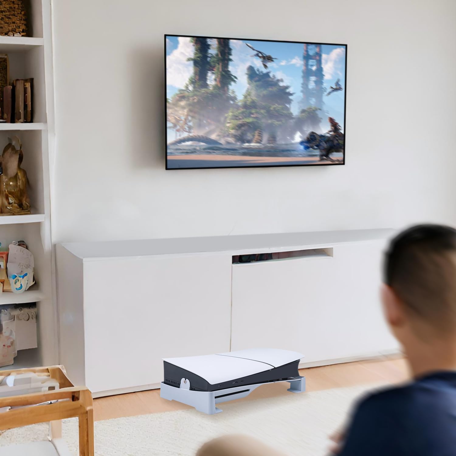 Mcbazel Supporto Orizzontale per PS5 Slim/PS5 Pro, Supporto Base per Facile Dissipazione del Calore per Console Playstation 5 Slim/Pro Disc & Digital Edition - Bianco