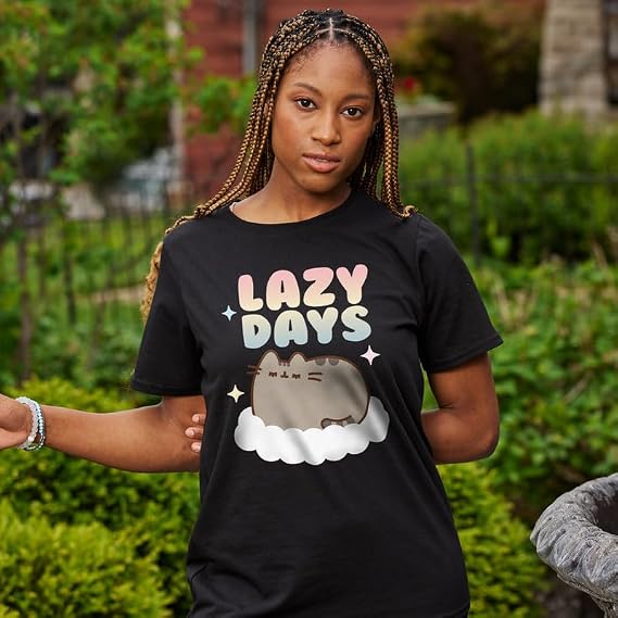 Ripple Junction Pusheen The Cat Women's Short Sleeve T-Shirt Lazy Days Juniors Boyfriend Loose Fit Officially Licensed