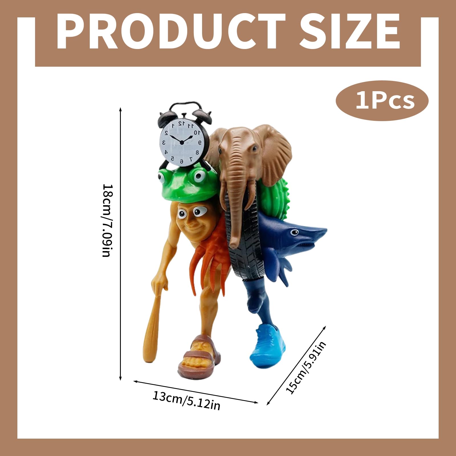 18cm Italian Brainrot Collectible Figures, Detachable Hybrid Creature Desktop Ornaments, Tralalero Tralala - Image 3
