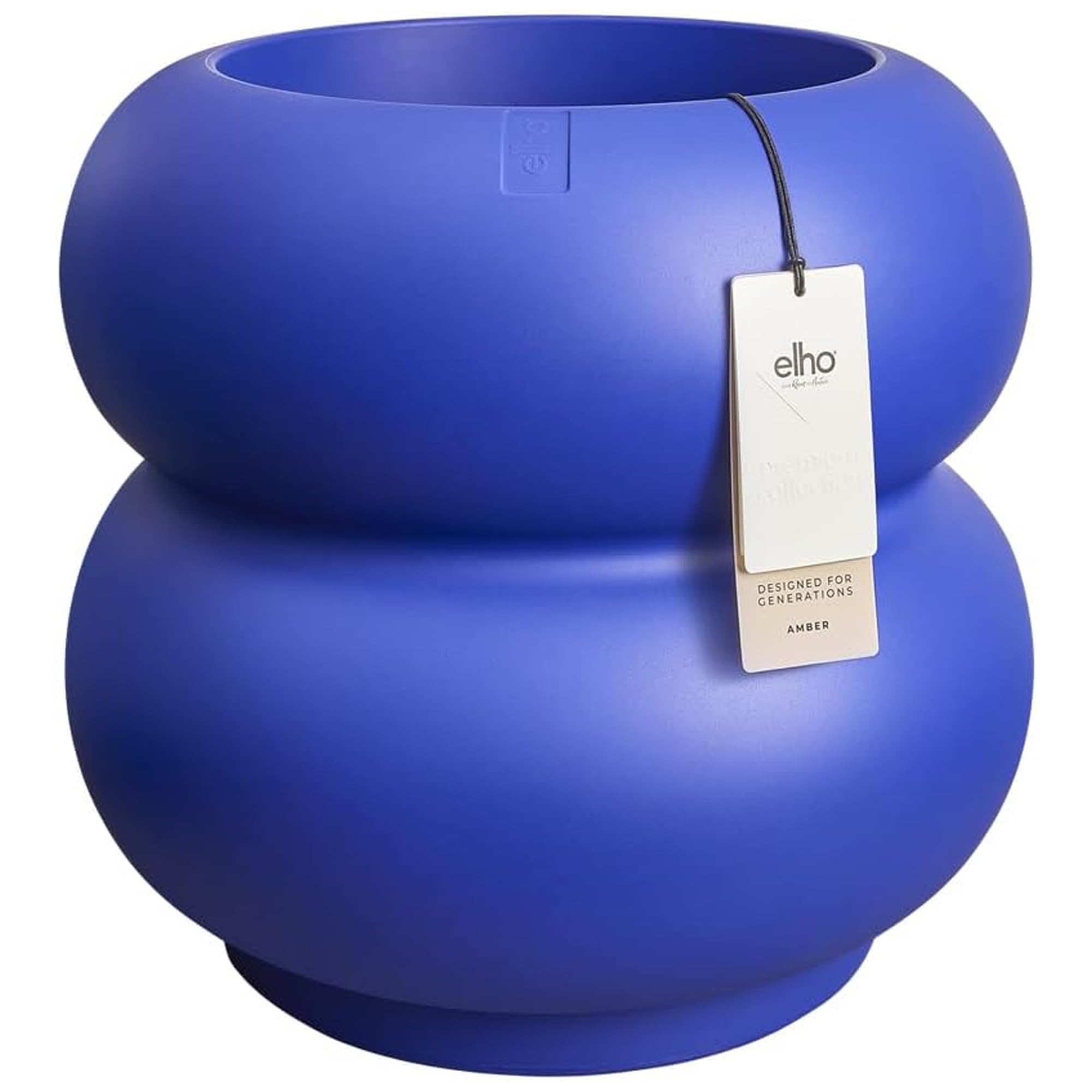 elho Amber Roll Low 43 - Plant Pot for Indoor & Outdoor - 100% Recycled Plastic - Ø 43 x H 40 cm - Blue/Royal Blue