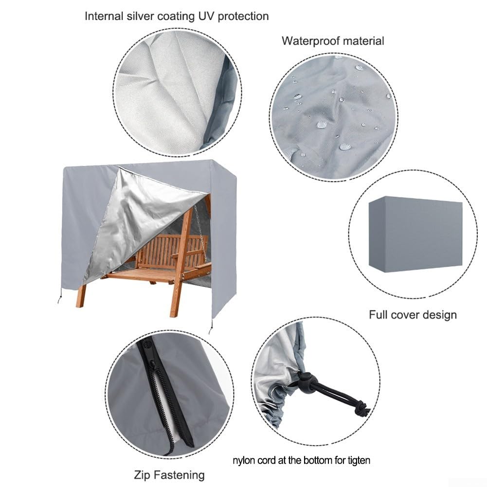 Copertura impermeabile per sedia a forma di uovo, 220 x 125 cm, resistente (grigio)