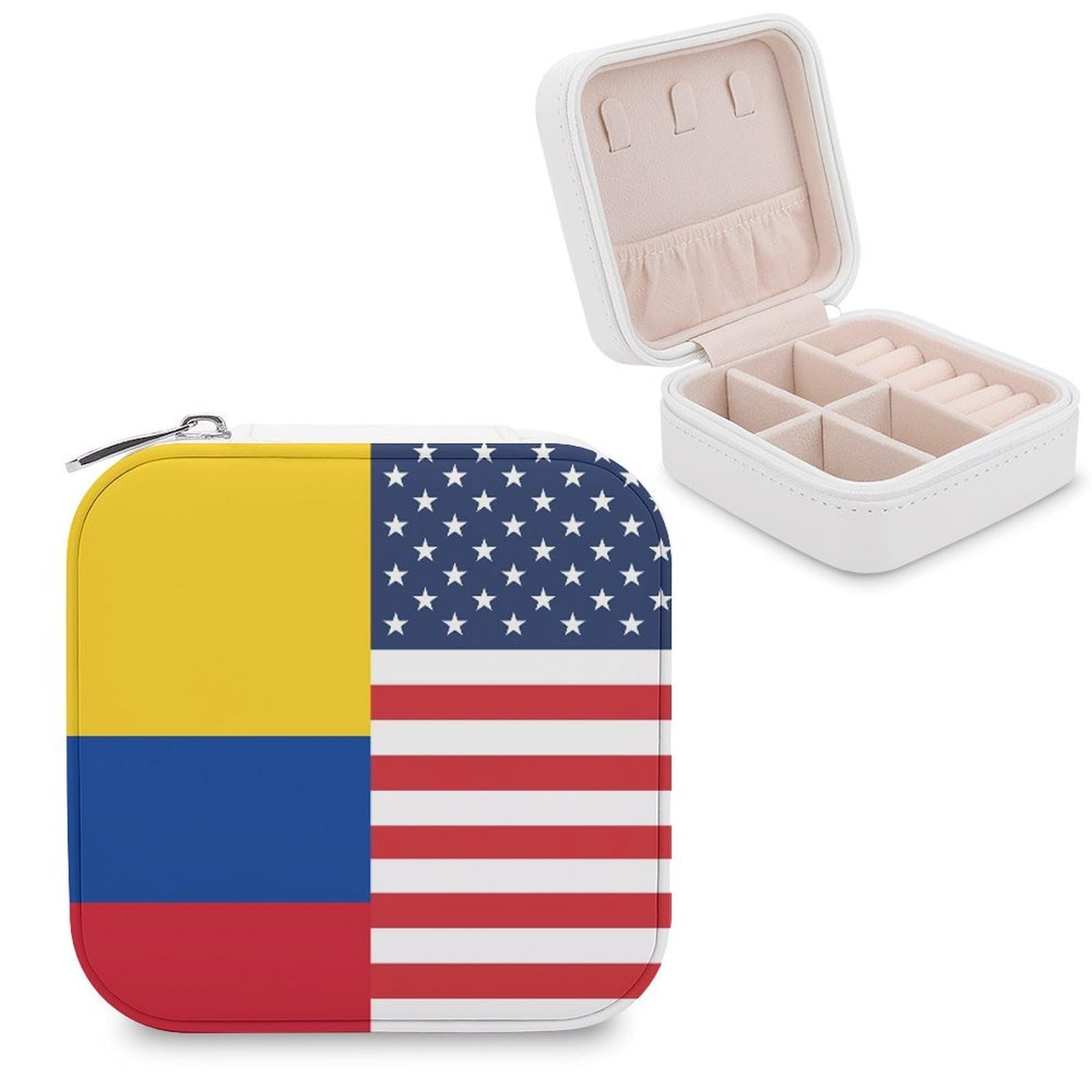 CUTJMDNGH Colombia U.S.A Flag Jewelry Box for Women Jewellery Case Organizer Storage Boxes Craft