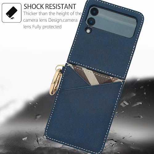 Miniatura 2 de Asuwish Funda para teléfono Samsung Galaxy Z Flip 4 5G 2022 con anillo para correa cruzada, cordón para tarjeta de crédito, ranura para celular