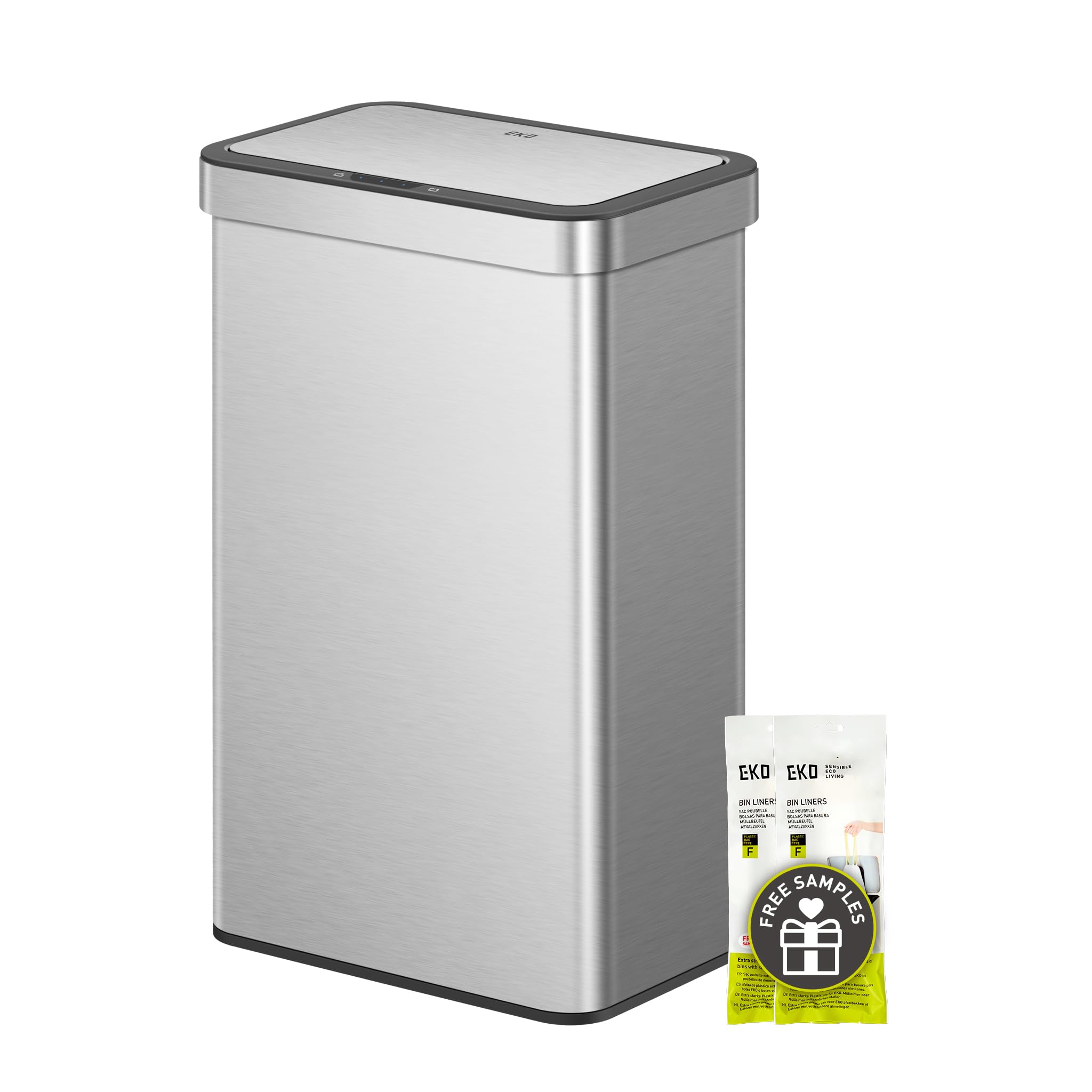 EKO NOVA Mülleimer mit Sensor 2 x 30L Edelstahl Softclose fingerabdruckfrei elektrischer Küchenmülleimer