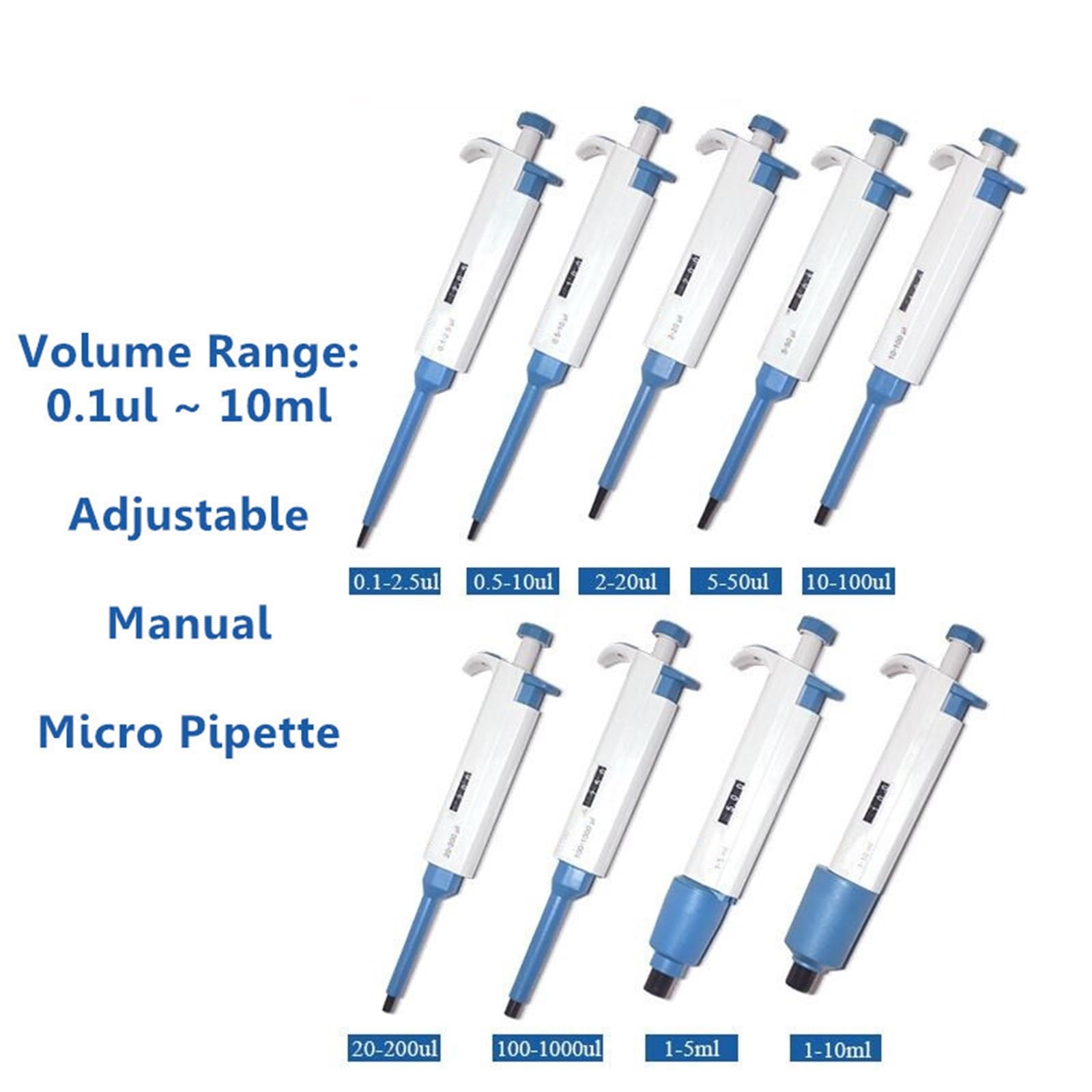 Pipetas manuales de plástico de un Solo Canal con Volumen Ajustable y presión Variable for líquidos.(20-200ul)