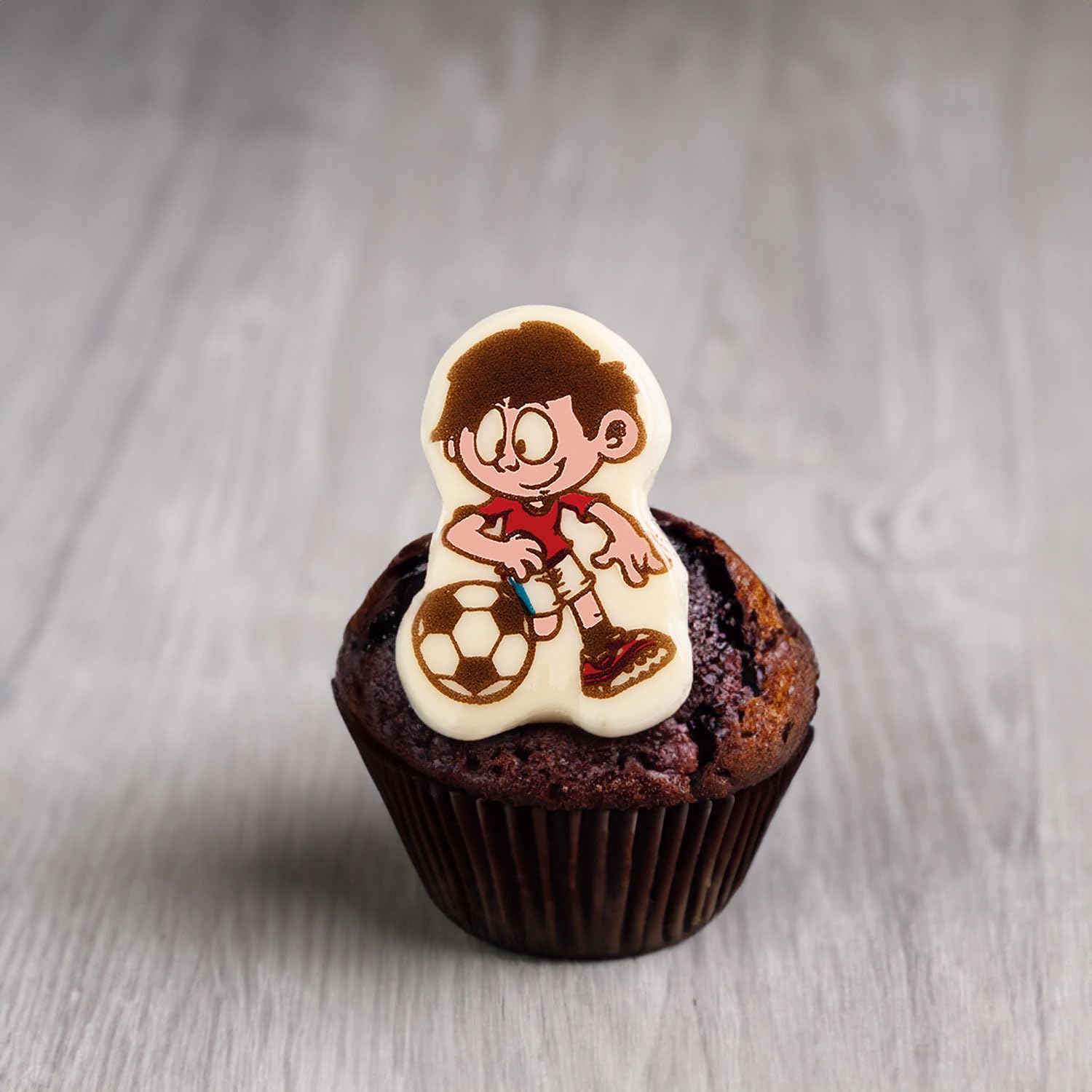 Günthart BackDecor 96 Schoko Fußballer aus weißer Schokolade kreative Schokoladenaufleger mit Fußballmotiven für Torten und Cupcakes