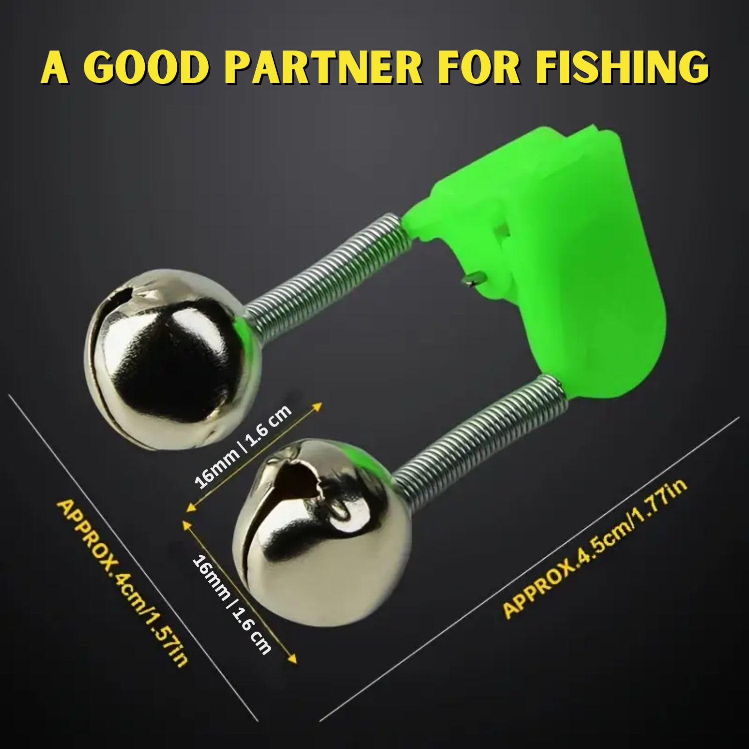 VAYINATO® 10 Pcs (16mm) Fishing Rod Bite Alarm Bell – Clip-On Double Bell Bite Indicator with Loud Sound | Universal Fit for Sea Rods & All Fishing Rods | Day & Night Use 3