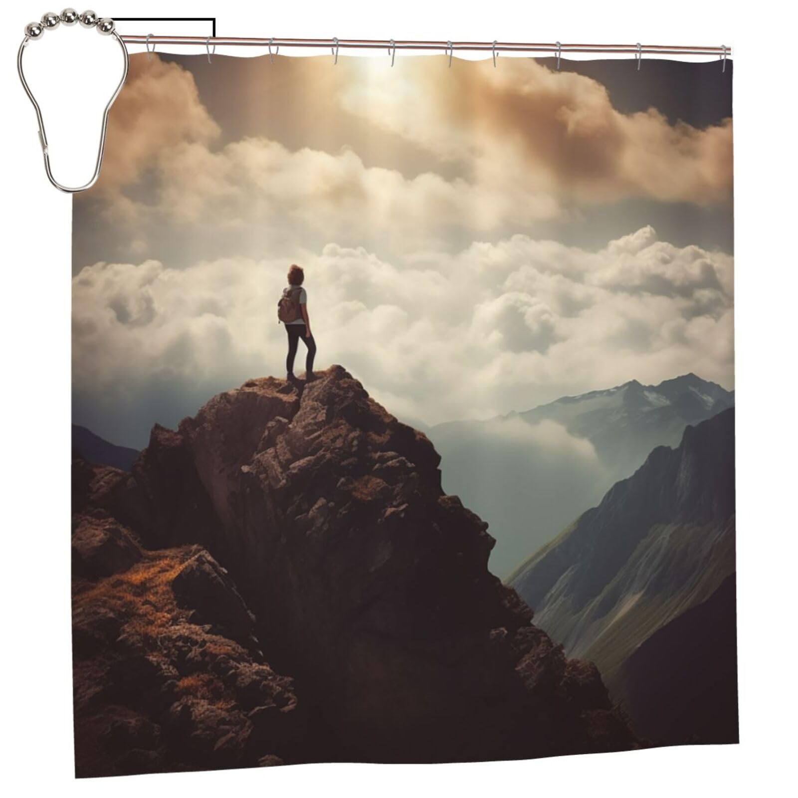 Rideau de douche épais et imperméable 183 cm, textile premium au design artistique