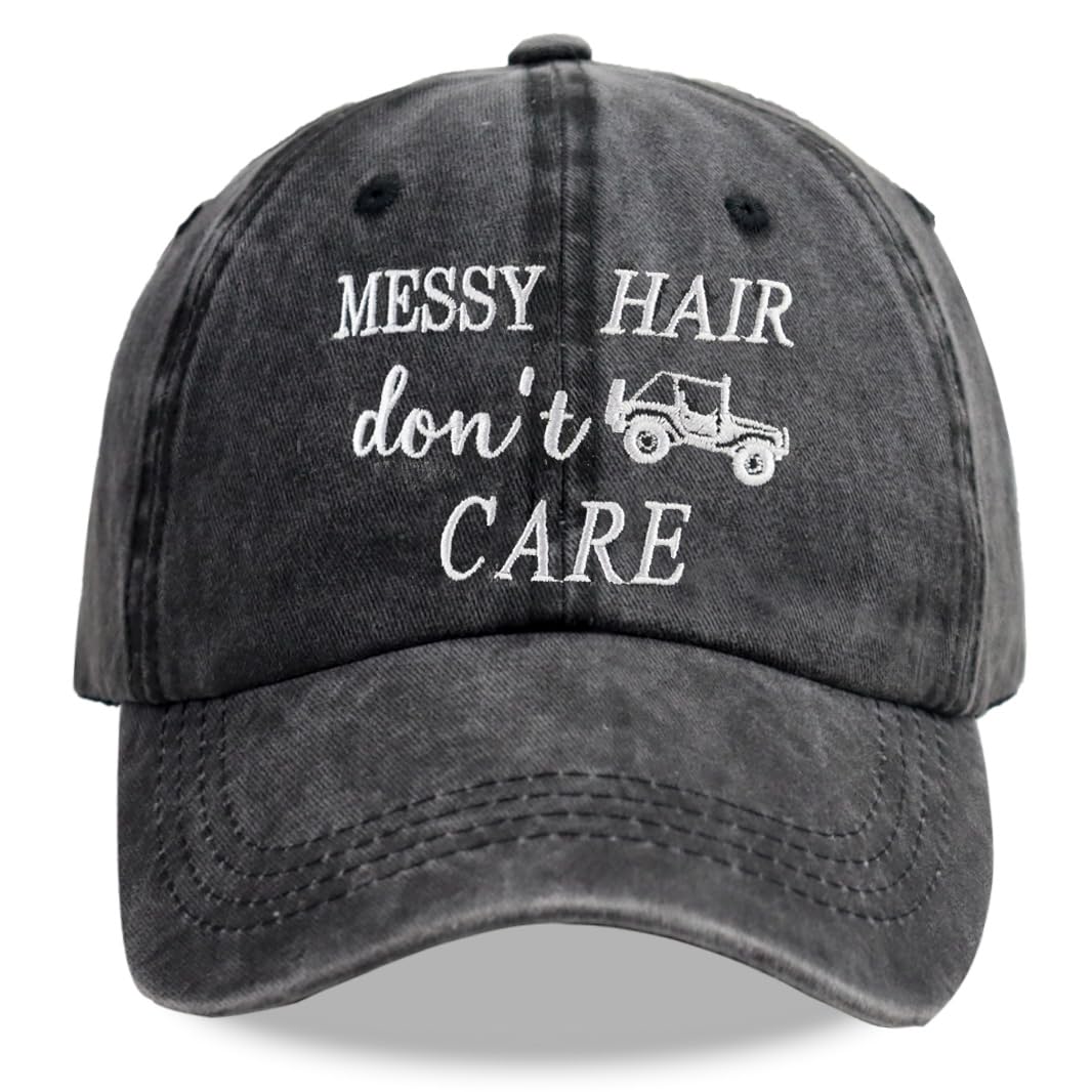 SHANVANKE Messy Hair Don’t Care Hats for Women, Adjustable Embroidered Cotton Hot Mess Just Doing My Best Baseball Cap, Birthday Gifts for Girl Mama Mom Grandma, Embroidery Black 01