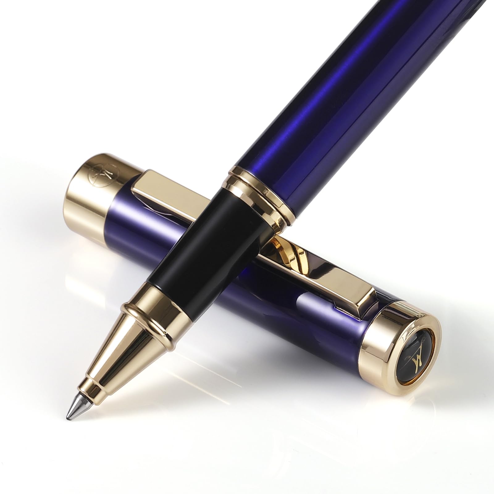 Bolígrafo de lujo con acabado dorado de 24 quilates, diseños elegantes y elegantes, tinta refull, el mejor juego de regalo para hombres y mujeres, profesional, oficina ejecutiva (azul)