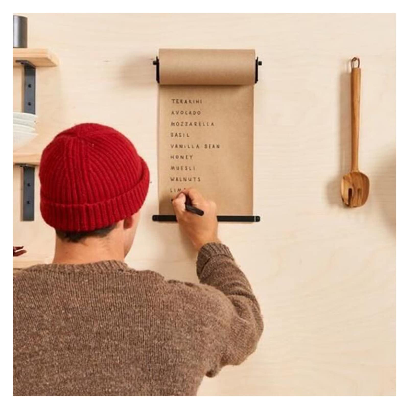 Dozownik Papieru W Rolkach Studio Z Obcinakiem Do Papieru Kraft 50M, Uchwyt Ścienny Na Tablicę Ogłoszeń Do Rysowania Dla Dzieci/Menu Kawiarni/List Zadań Do Wykonania, Czarny, Szerokość 37 Cm/14,5 Cal