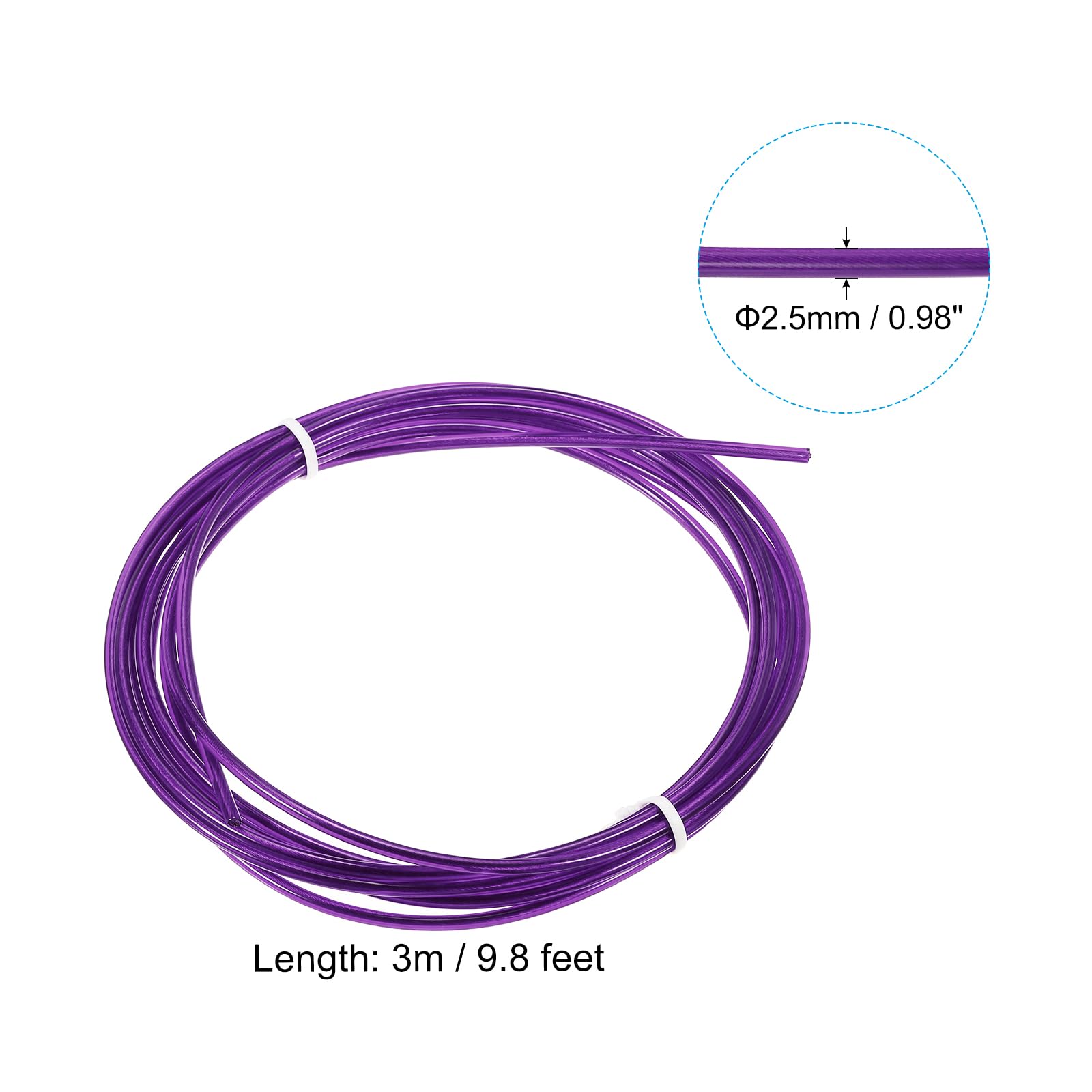PATIKIL 10Ft Velocità Salto Corda Sostituzione Cavo, 2pz 2.5mm Professionale Salto Corda Acciaio Filo Sostituisci per Alta Velocità Salto Corde, Viola