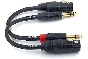 wjstn Dual 6.35 TRS to Female XLR Audio Cable Adapter, a 1/4-Inch...