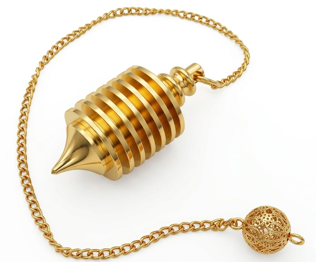 7 Ring Cone Brass Pendulum for Reiki Healing, Dowsing &amp; Chakra Balancing – Divination &amp; Meditation Tool for Energy Cleansing