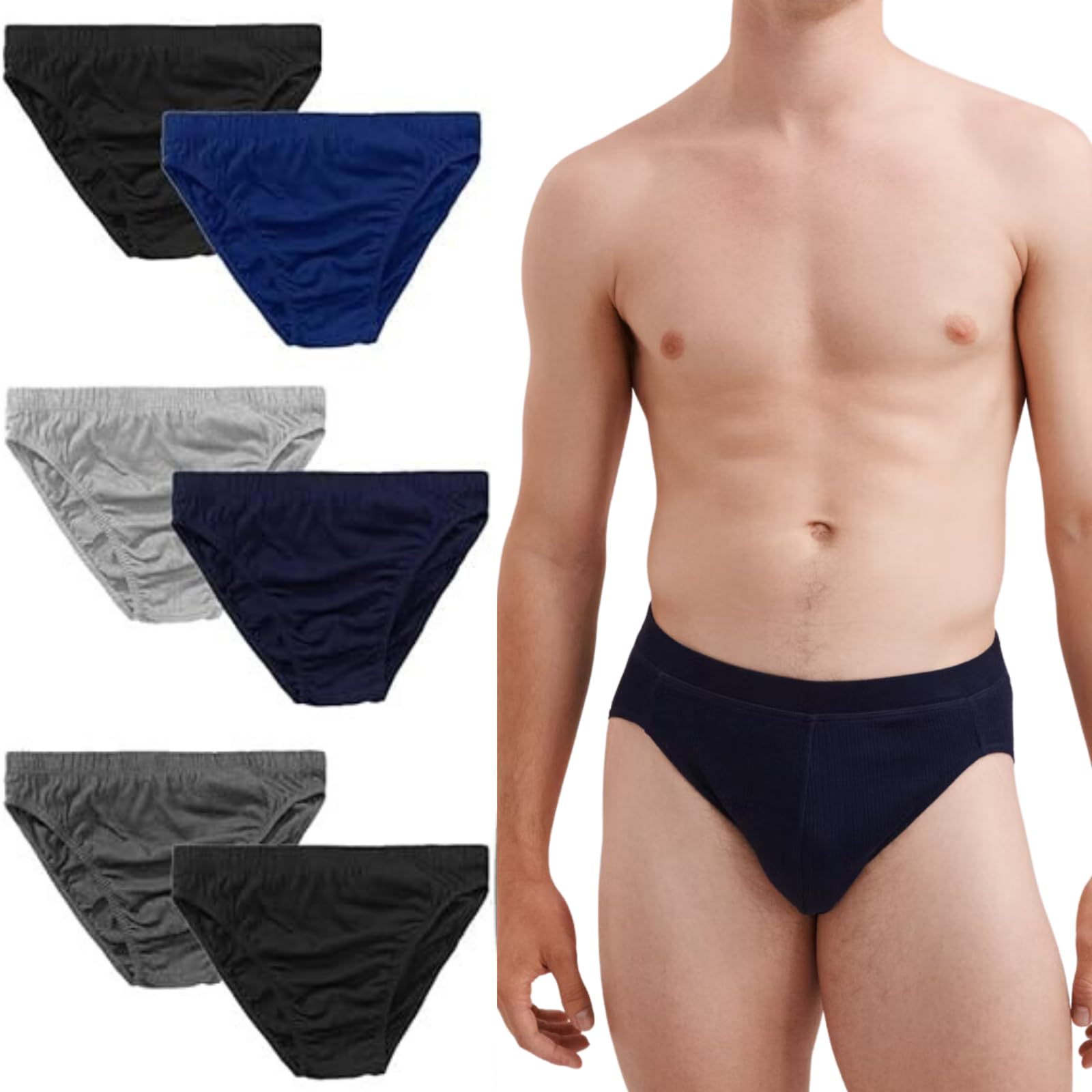 Trenzeo Men’s Underwear Briefs Multipack – Soft Cotton Blend Underpants, Breathable Sports Slips, Pack of 6, Size (S-XXL Sizes) (UK, Alpha, One Size, Regular, Regular, 5XL, Assorted)