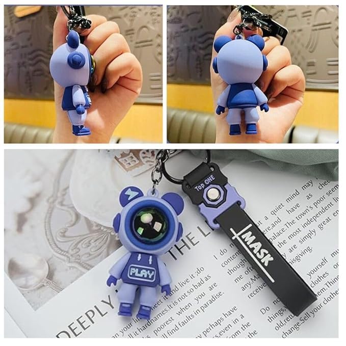 Image of Cute Cartoon Keychain for Girls Boys Silicone Kawaii Anime Character Keyring for Bags, Backpacks, Purse Handbag or Car Keys - Funny Keychain Wristlet for Kids