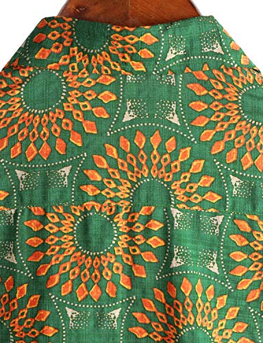 Vatpave SC11_SUNFLOWER_L Mens Casual Hawaiian Floral Shirts Short Sleeve Button Down Tropical Shirts Beach Summer Shirts Large Green Yellow thumb #4