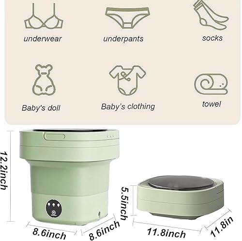 Miniatura 2 de Lavadora portátil con desinfección y esterilización, pequeña lavadora plegable para ropa interior, ropa de bebé o artículos pequeños, adecuada para